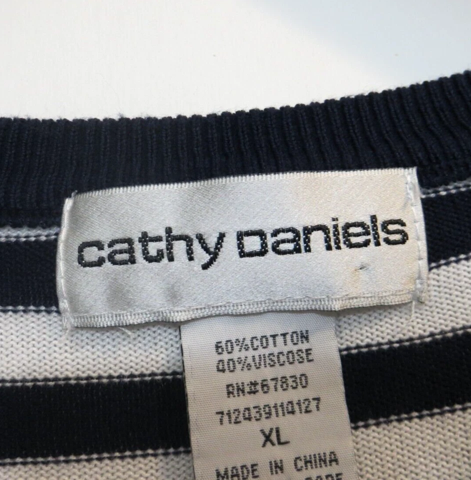 Suéter Cathy Daniels Mujer XL Rayas Floral Manga 3/4 Adornado Lentejuelas Foto 4 de 4