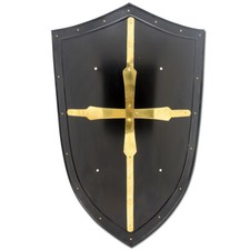 Medieval Warrior Knight Black Heater Shield Battle Shield 18 Gauge Steel