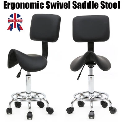 Ergonomic Saddle Stool Hydraulic Adjustable Chair with Backrest for Home Office