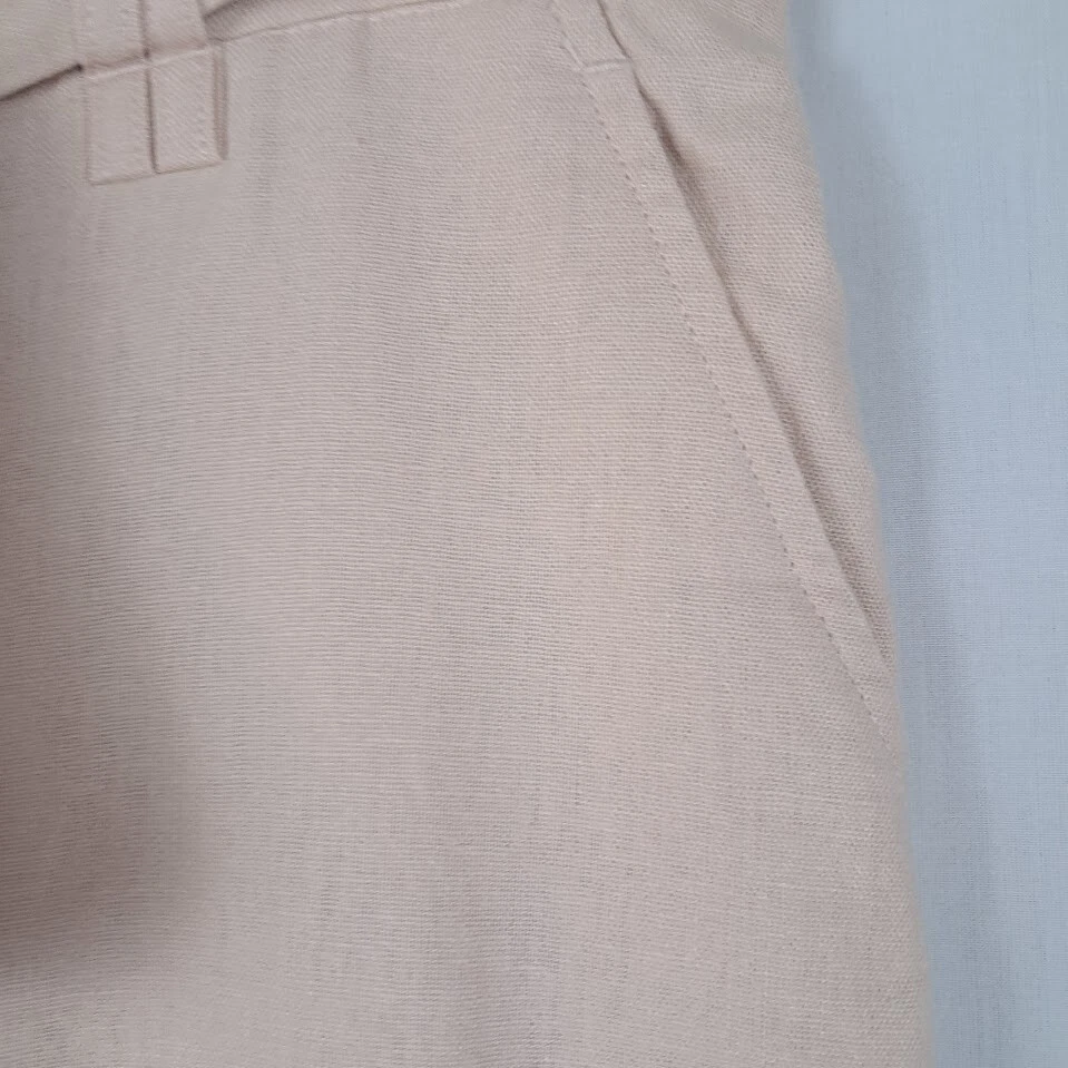 Pantalones SIGRID OLSEN Pierna Ancha Recortados Mezcla Lino Rosa Beige Cinturón Pull-On 10 Foto 4 de 4