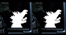Godzilla Two 5" White Vinyl Decals Window Car Truck laptop notebook Tablet