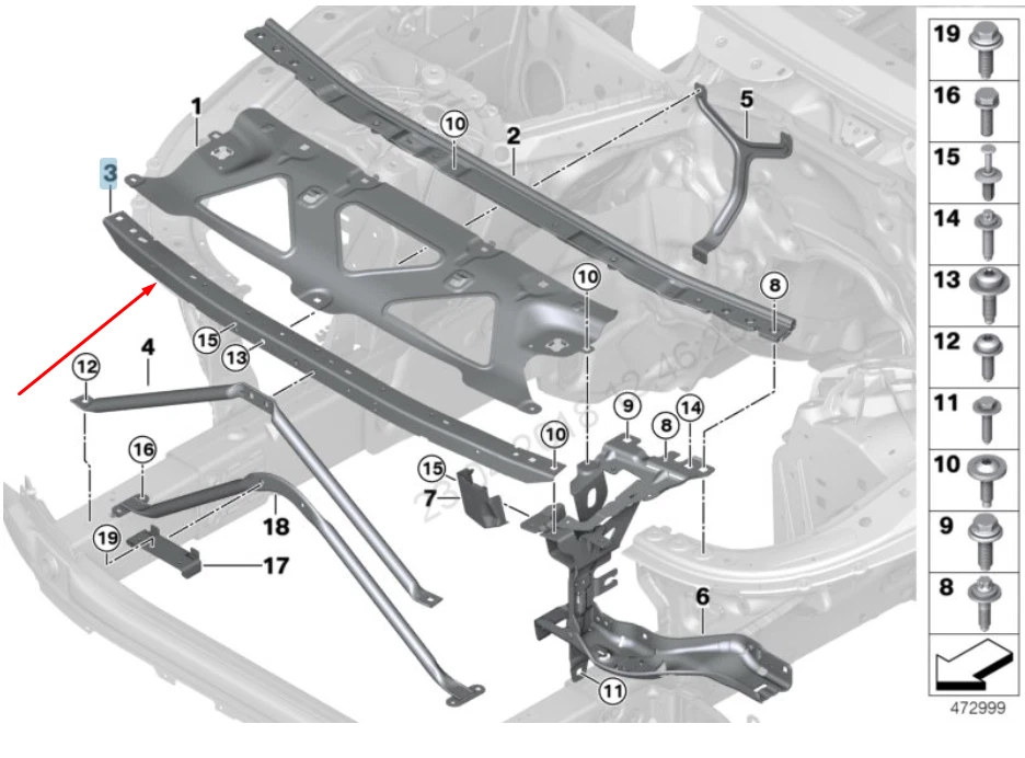 NEW BMW 7 G11 RADIATOR UPPER CORE SUPPORT 51647357209 7357209 2016 