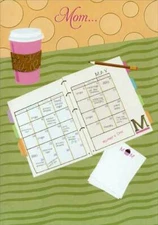 Gold Foil Planner and Coffee Cup: Mom - Designer Greetings Mother's Day Card