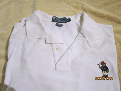 Ralph Lauren white Teddy Bear Polo Shirt Sz. XL | eBay