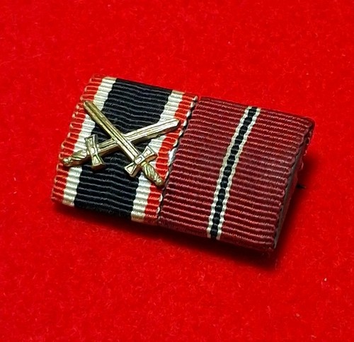 Original WW2 German Ribbon Bar With Swords WWII NICE