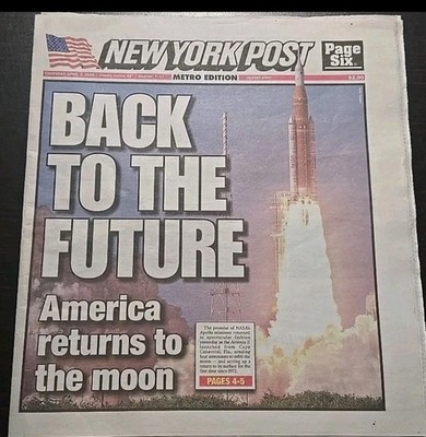 Back To The Future Artemis II NASA Moon Space USA Rocket New York Post 4/2/26