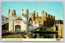 Vintage 1983 Conwy Castle & Suspension Bridge Wales UK Postcard