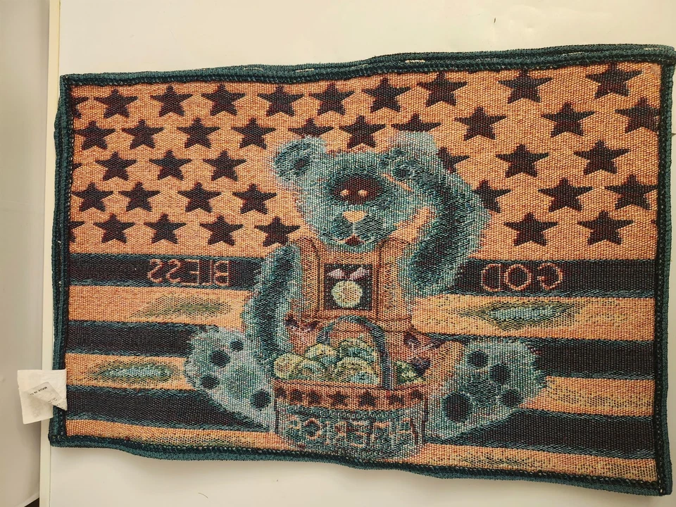 Set Of 4 BOYD'S BEARS Tapestry Placemates Patriotic American Flag Teddy Bear - Image 3 of 4