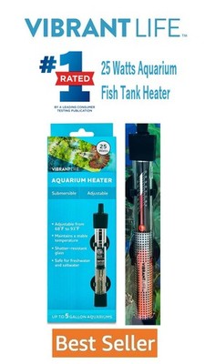 Vibrant Life 25 Watts Aquarium Heater Fish Tank Submersible Built-in Thermostat