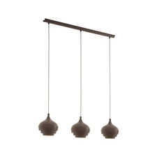 Image of Eglo 97216 Camborne 3 Light Pendant Light Dark Brown Creme