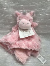 Super Star Pink Unicorn Security Blanket Lovey Plush Silver Horn Faux Swirl NEW
