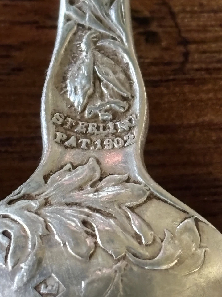 Cucharadita Sterling Gorham H201 Pat 1902 5 3/4" 25 g monograma "W" Foto 2 de 4