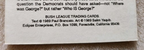 Vintage 1989 Eclipse Enterprises "Bush League" Non-Sport Trading Cards - Picture 7 of 14