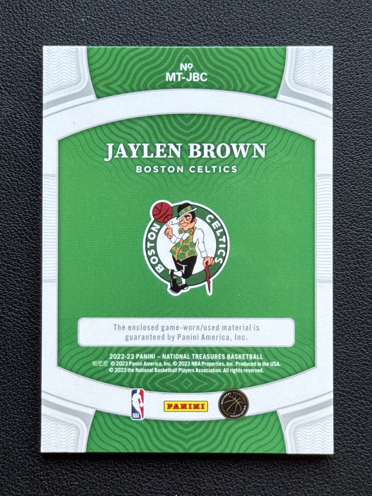 2022-23 National Treasures Material Super Prime Patch 1/1 Tag Jaylen Brown view 2