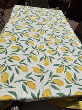 Ivory Lemon Motif Rectangular Cotton Tablecloth-102 x86