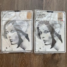 2 VTG Belle-Sharmeer Slightly Imperfect Size 1 Navy  Off Black Sheer Pantyhose