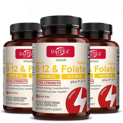 Daitea Methylfolat-sergänzungsmittel-Vitamin B12&B6 Glutenfrei&Vegan 30-120 Kaps