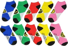 Power Rangers Adult Costume Unisex Mix And Match No Show Ankle Socks Size 9-11