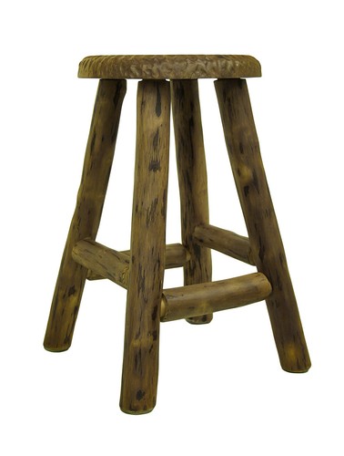 Zeckos Rustic Handcrafted Wooden Carved Deer Bar Stool 24 in. - Picture 2 of 2