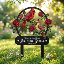 Custom Cardinal Memorial Metal, Personalized Sympathy Garden Sign