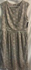 R M Richards Sleeveless Dress Women s Size 12 Champagne Sequin Lace Embroidery
