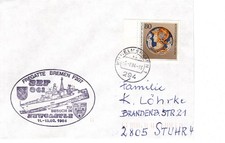 Schiffspost Fregatte Bremen in Newcastle Stempel Wilhelmshaven 1984