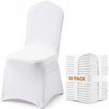 VEVOR 50PCS White Stretch Spandex Folding Chair Covers for Wedding Party Dining