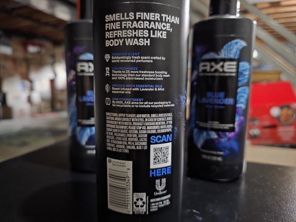 4x de Axe Fine Fragrance Collection Jabón Corporal Líquido para Hombres Azul Lavanda 18oz Foto 2 de 2