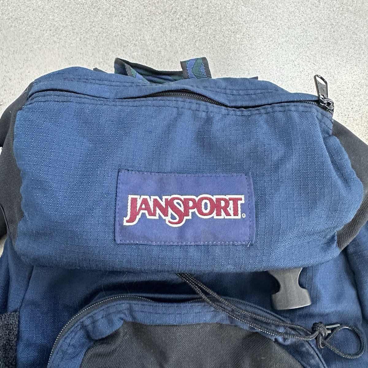 Vintage 90s Blue Jansport Backpack Made In USA Side Zip Cinch