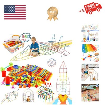 Straw Constructor Toys STEM Building 600Pcs Toy Interlocking Plastic Engineer...