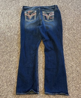 Vigoss Jeans Womens Plus Size 22 Blue Stretch Bootcut Patriotic 42x32.5 EXCELLNT