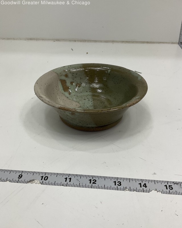 Handmade Green Beige Ceramic Artisan Bowl Tableware Kitchenware 6.5 Inch