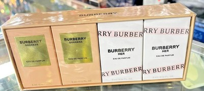 Burberry 4 Pc Her + Goddess Eau de Parfum EDP 0.16 oz 5 ml TRAVEL SET * SEALED