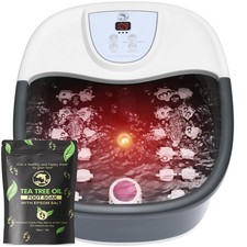 Foot bath massager with heating function, equipped with 22 massage rollers black