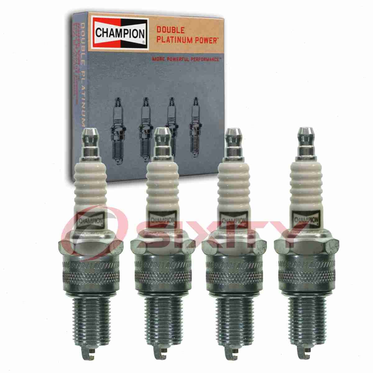 4 pc Champion Double Platinum Spark Plugs for 1969-1979 Peugeot 504 1.8L cu