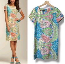 Talbots 100% Silk Pastel Dress Womens Size 8 Lined Short Sleeve NWT Spring