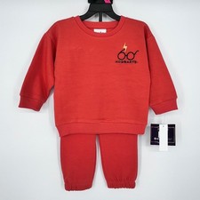 Harry Potter Sweatshirt Joggers Set Kids 18M Red Ribbed Hogwarts Hedwig NEW