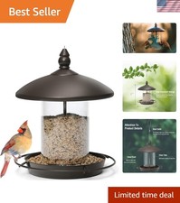 Metal Roof Bird Feeder - Chew Proof for Outdoor Hanging Wild Bird Seeds. Bronze