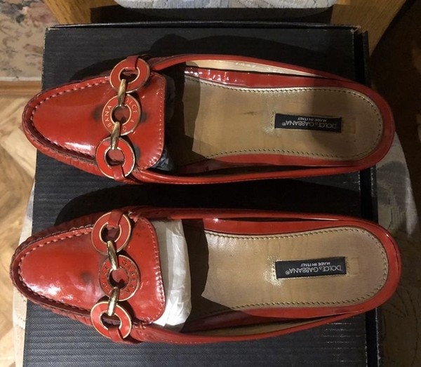 Women Dolce & Gabbana Sabot Red Leather 35
