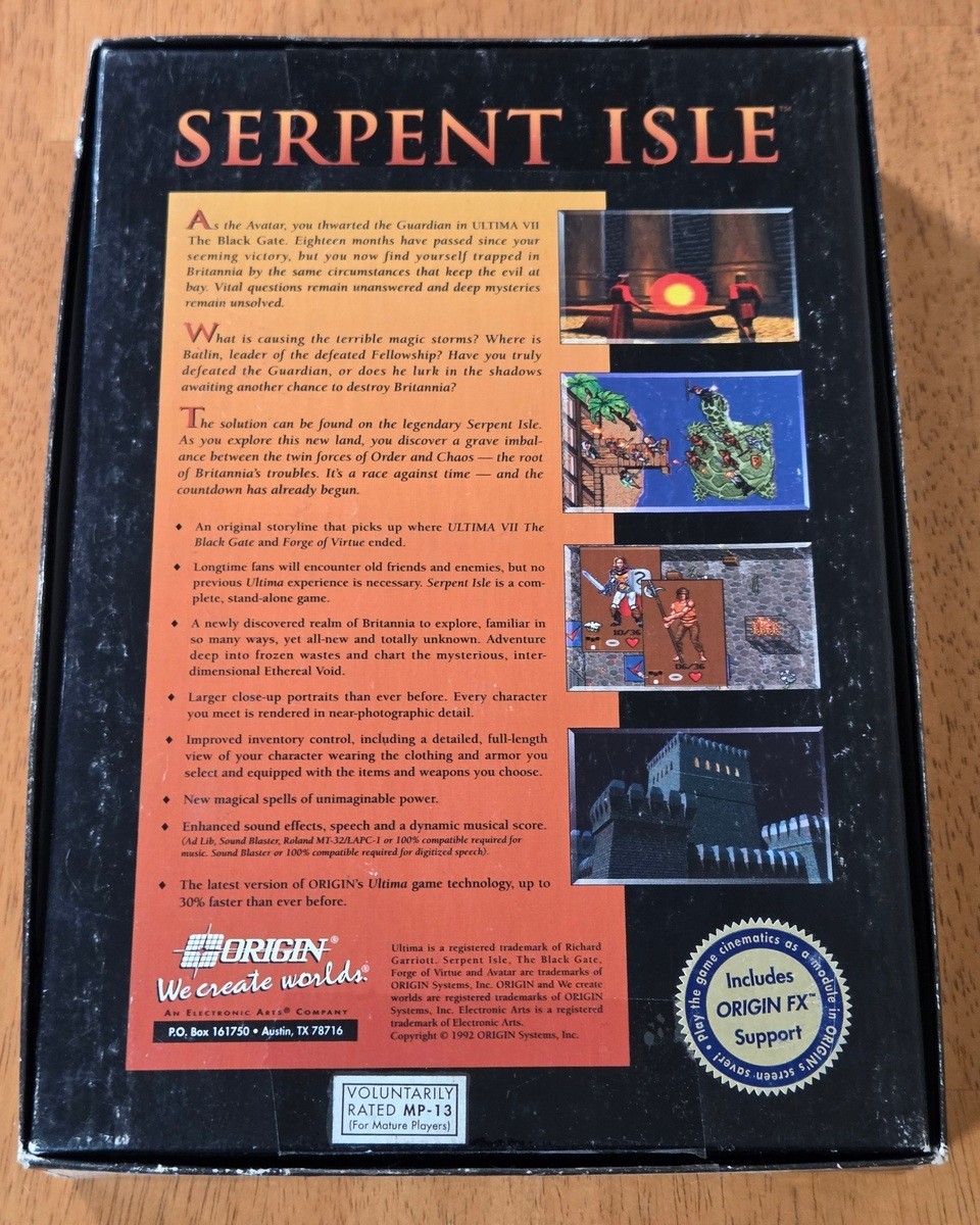 Ultima VII Part Two Serpent Isle Origin IBM PC Big Box Game Complete CIB Map