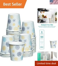 100 Count Floral 3 oz Disposable Paper Cups - Eco-Friendly Bath Essentials