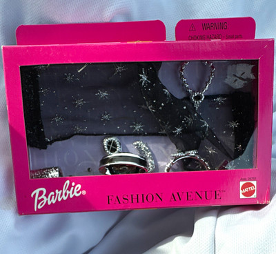 Mattel Barbie Fashion Avenue Black Scarf & Silver Jewelry Set MPN 25751