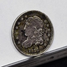 1836 Half Dime - Fine Details, Slightly Bent & Environmental Stains (#60521-L)