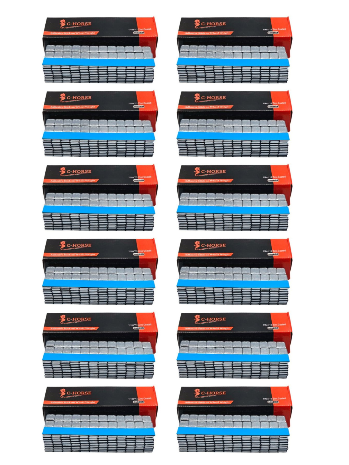 12 BOX 4320 pcs 1/4oz 0.25oz ZINC Coated Adhesive Stick on balance Wheel Weights