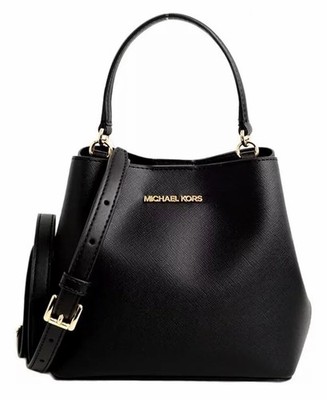 Michael Kors Women's Bag Crossbody Pratt SM Bucket Messenger Black New