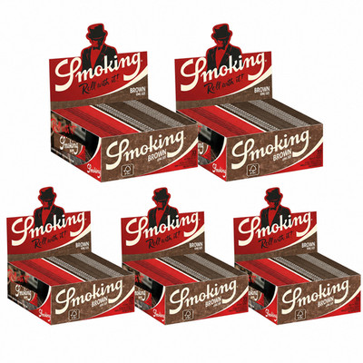 Cartine Smoking Brown Lunghe King Size Marrone Unbleached Da 5 x 50 Libretti