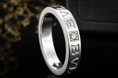 BVLGARI B.zero1 Ring Essential Band Solitär Diamant in Weißgold 750 OVP Schmuck