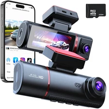 4K Dash Cam Front Rear Inside 3 Lens WIFI Car 32GB Camera Night Vision with GPS