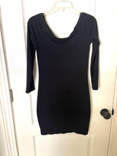 Cotton On Ladies Little Black Sweater Dress Size M 3/4 Sleeve Above The Knee