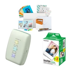 Fujifilm Instax Mini Link 3 Compact Smartphone Printer Bundle (Sage Green)